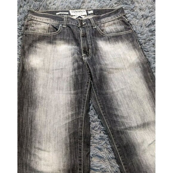 Ecko Unlimited Jeans Mens Size 32x32 Hang 'Em High Relaxed Fit Faded Dark Denim - Picture 7 of 8